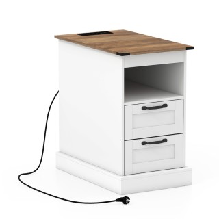 Costway Λευκό κομοδίνο με σταθμό φόρτισης, στενό βοηθητικό τραπέζι ... Costway Λευκό κομοδίνο με σταθμό φόρτισης, στενό βοηθητικό τραπέζι ...