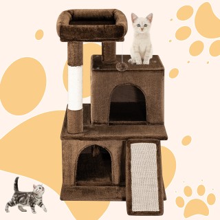 BAKAJI  Δέντρο Αναρρίχησης Καταφύγιο για Γάτες Ξύστρα Καφέ Φελίνοι ...