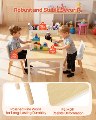 VEVOR Σετ Παιδικού Τραπεζιού και Καρεκλών με Αποθηκευτικό Ντουλάπι ...