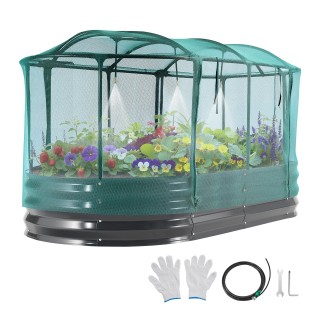 VEVOR Αυτοποτιζόμενο Γαλβανιζέ Ανυψωμένο Παρτέρι με Μεταλλικό Διάτρ...