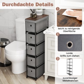 Costway Πτυσσόμενη Συρταριέρα 5 Θέσεων με Μεταλλικό Πλαίσιο -- Γκρι...