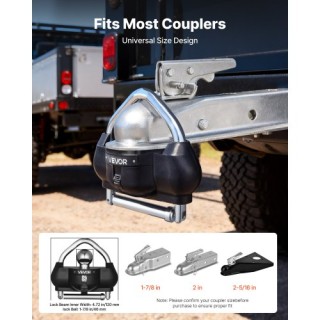 VEVOR Κλείδωμα Ρυμουλκούμενου με Αντικλεπτική Προστασία, Μαύρο CZSO...