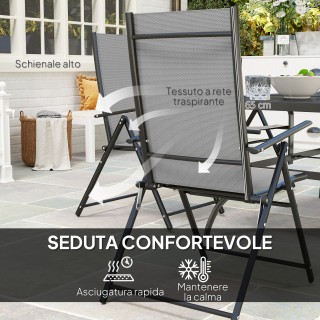 Outsunny  Σετ Κήπου 7 Τεμαχίων με Τραπέζι Φαγητού με Τρύπα για Ομπρ...