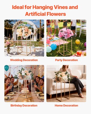 VEVOR Χρυσά Σταντ Λουλουδιών Γάμου, 10τμχ 40εκ με Ακρυλική Λήψη – Δ...