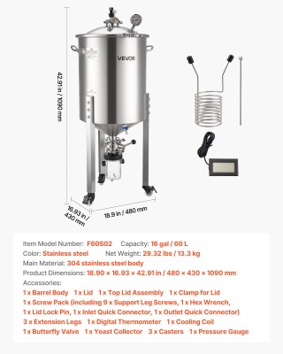 VEVOR Ζυμωτήρας Ανοξείδωτος 60L με Τροχούς & Θερμόμετρο FSSPJNJXT2F... VEVOR Ζυμωτήρας Ανοξείδωτος 60L με Τροχούς & Θερμόμετρο FSSPJNJXT2F...