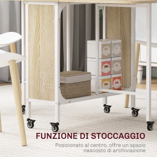 HOMCOM  Πτυσσόμενο Τραπέζι Φαγητού για 6 Άτομα με Ράφι, από Ξύλο κα...