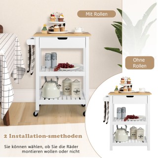 Costway Κουζινικός Τροχήλατος Πάγκος με Μπαμπού Επιφάνεια και Αποθη... Costway Κουζινικός Τροχήλατος Πάγκος με Μπαμπού Επιφάνεια και Αποθη...