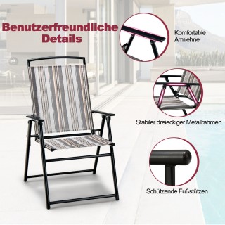 Costway Πτυσσόμενη Καρέκλα Βεράντας με Ελαστική Επιφάνεια και Μεταλ...