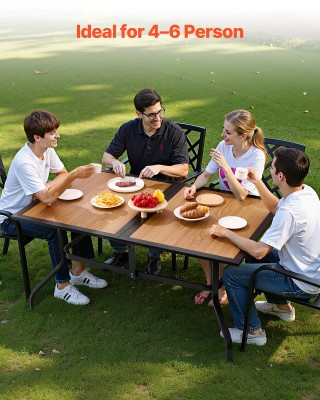 VEVOR Καφέ Ορθογώνιο Τραπέζι Εξωτερικού Χώρου 150x96 εκ. με Οπή Ομπ...