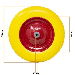 BAKAJI Κίτρινη Πλήρης Ρόδα Αντιδιατρητική PU για Καρότσι 35εκ + Άξο...