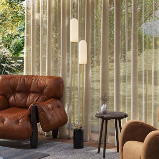 HOMCOM Λάμπα Δαπέδου U με 2 Φώτα, Διακόπτη Ποδιού και Μαρμάρινη Βάσ...