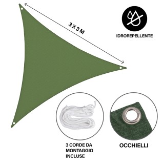 Galileo Vela ombreggiante τριγωνική αδιάβροχη 3x3 m πράσινη Est 590... Galileo Vela ombreggiante τριγωνική αδιάβροχη 3x3 m πράσινη Est 590...