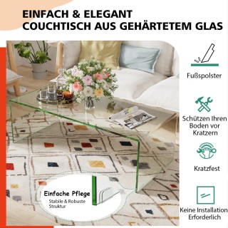 Costway Στυλάτο και Πρακτικό Γυάλινο Τραπέζι Σαλονιού HW66289CL