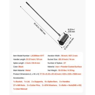 VEVOR Χειροκίνητος Κυλινδρικός Αεριστήρας Γκαζόν 18 Βαρέως Τύπου Μα... VEVOR Χειροκίνητος Κυλινδρικός Αεριστήρας Γκαζόν 18 Βαρέως Τύπου Μα...