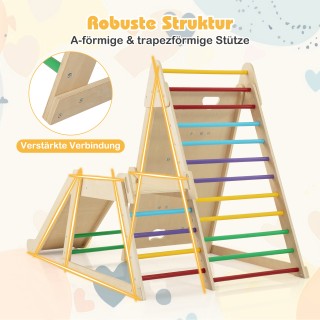 Costway 3 σε 1 Σκάλες & Τοιχοαναρρίχηση & Τσουλήθρα: Πολύχρωμο Κλει...