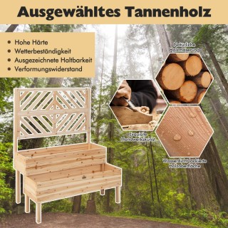 Costway Διπλό υπερυψωμένο κρεβάτι κήπου με πέργκολα και πόδια 109 x...