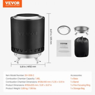 VEVOR Μίνι Επιτραπέζιο Τζάκι 6 Ανοξείδωτο Μαύρο Εσωτερικού/Εξωτερι... VEVOR Μίνι Επιτραπέζιο Τζάκι 6 Ανοξείδωτο Μαύρο Εσωτερικού/Εξωτερι...