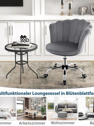 Costway Εργονομική Βελούδινη Καρέκλα Γραφείου με Ρύθμιση & Ρόδες - ...