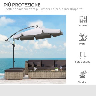 Outsunny Ομπρέλα Κήπου με Βραχίονα και Άνοιγμα με Μανιβέλα από Μέτα...