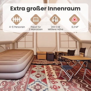 Costway Φουσκωτή Σκηνή Camping 4-6 Ατόμων με Αντλία και Μολυβοπαράθ...