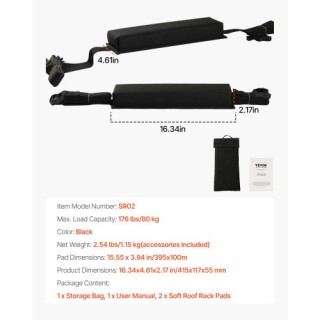 VEVOR Μαλακά Μαξιλάρια Οροφής 39cm 80kg για Καγιάκ Κανό Σέρφινγκ CD...