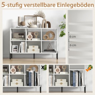 Costway βιβλιοθήκη με 6 ράφια, ελεύθερη βιβλιοθήκη με υπερυψωμένα μ...