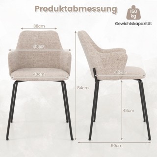 Costway  Εργονομική Καρέκλα Τραπεζαρίας με Άνετη Πλάτη και Μεταλλικ...