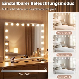 Costway Χολιγουντιανός Καθρέφτης Μακιγιάζ με 3 Αποχρώσεις Φωτισμού,...