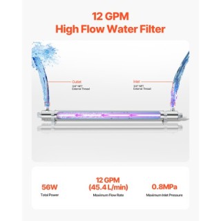 VEVOR Φίλτρο UV Νερού 12GPM 220V 55W SJHXTUV55W12Y82ISV2