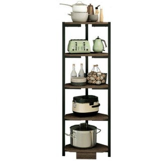 BAKAJI  Γωνιακή Ραφιέρα 5 Ραφιών Μέταλλο Ξύλο Βιβλιοθήκη Γωνίας Πολ...