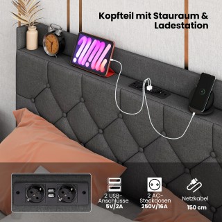 Costway  Μοντέρνο Υπέρυθρο Κρεβάτι με LED Φώτα και Ρυθμιζόμενο Μαξι...