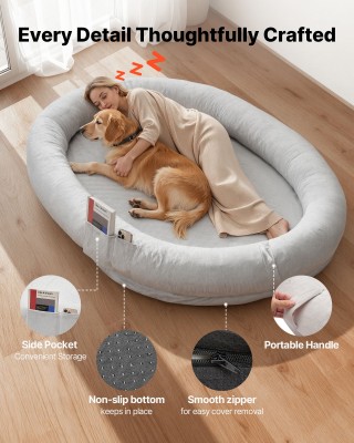 VEVOR Κρεβάτι Σκύλου Μέγεθος Ανθρώπου με Ορθοπεδικό Αφρό Μνήμης, Γκ...