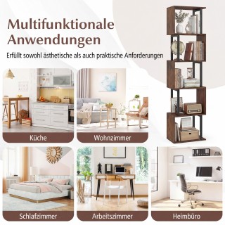 Costway Γεωμετρική βιβλιοθήκη 5 επιπέδων ελεύθερης τοποθέτησης με π...