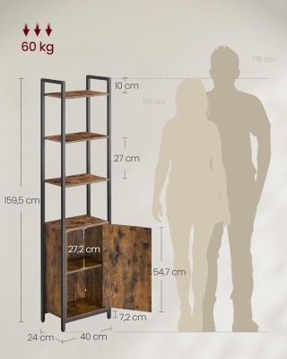 Βιβλιοθήκη-Ραφιέρα 6 Επιπέδων με Πόρτα με Μεταλλικό Σκελετό και Ρ... Βιβλιοθήκη-Ραφιέρα 6 Επιπέδων με Πόρτα με Μεταλλικό Σκελετό και Ρ...