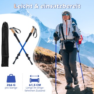 Costway Ρυθμιζόμενα Μπαστούνια Πεζοπορίας με Λαβές EVA & Φυσικό Φελ...