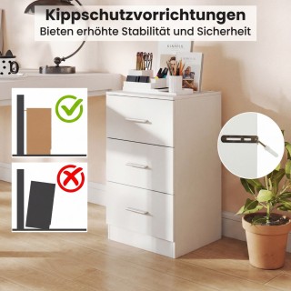 Costway Κομοδίνο με Σταθμό Φόρτισης, Μοντέρνο Κομοδίνο με 3 Συρτάρι...