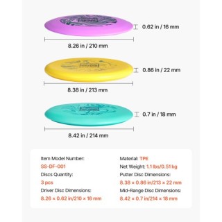 VEVOR Σετ Δίσκων Γκολφ 3τμχ για Αρχάριους - Αντοχής, Δίσκος Ακρίβει...