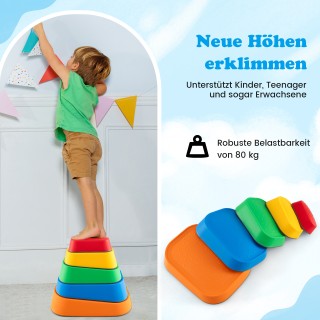 Costway  Πολύχρωμα Ισορροπιστικά Πέτρινα Οδόσημα για Παιδιά, Ορθογώ...