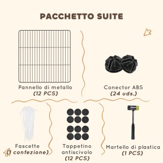 PawHut  Περιφραγμένος Χώρος για Ζώα με 12 Πάνελ 35x35 εκ. και Στρογ...