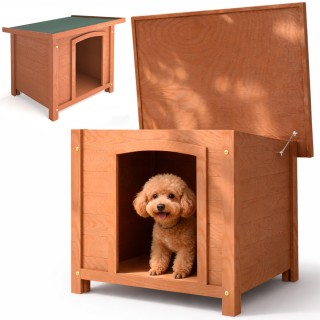 BAKAJI Ξύλινο Εξωτερικό Σπιτάκι για Κατοικίδια με Ανοιγόμενη Σκεπή ...