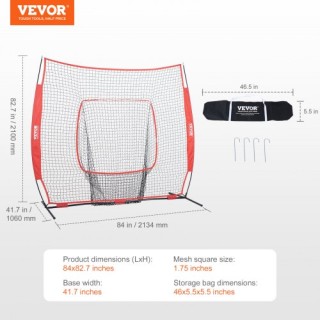 VEVOR  Δίχτυ Προπόνησης Μπέιζμπολ/Σόφτμπολ 7x7 ft με Τσάντα Μεταφορ...
