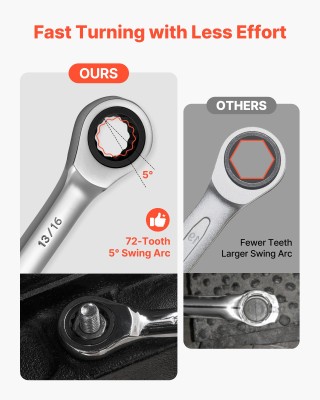 VEVOR Σετ Γερμανικών Κλειδιών 16 Τεμαχίων SAE, Οδοντώσεις 72, Χρώμι... VEVOR Σετ Γερμανικών Κλειδιών 16 Τεμαχίων SAE, Οδοντώσεις 72, Χρώμι...