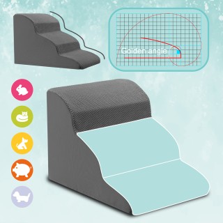 BAKAJI  Γκρι Σκάλα για Κατοικίδια 3 Σκαλοπάτια για Γάτες και Σκύλου...