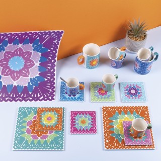 Villa DEste  Σετ 6 τμχ Τετράγωνο σουπλά 37x37cm από πλαστικό PP διπ...