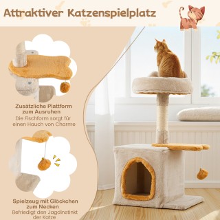 Costway Ξύλινος Ονυχοδρόμιος Δέντρο Γάτας με Πλατφόρμα σε Σχήμα Ψαρ...