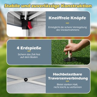 Costway Ανθεκτικό Αδιάβροχο Πτυσσόμενο Κιόσκι Κήπου 3x3m σε Γκρι NP...