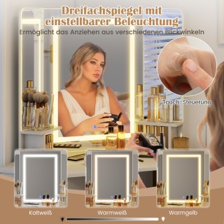 Costway Γωνιακή Τουαλέτα Μακιγιάζ με Σκαμπό & LED Φωτισμό & Σταθμό ... Costway Γωνιακή Τουαλέτα Μακιγιάζ με Σκαμπό & LED Φωτισμό & Σταθμό ...