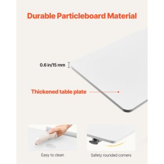 VEVOR Τραπέζι Κρεβατιού με Ρόδες και Θήκη Ποτηριού Λευκό CSZGXDZZCS...