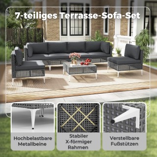 Costway  Ρατάν Εξωτερική Γκαρνιτούρα Lounge με Τραπέζι και Μαξιλάρι...