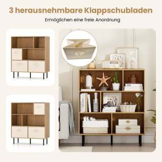 Costway Βιβλιοθήκη με 3 Αποσπώμενα Πτυσσόμενα Υφασμάτινα Συρτάρια 3...